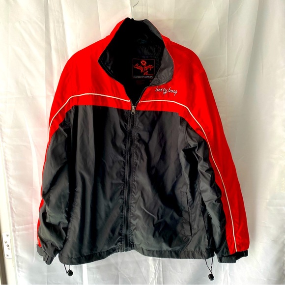 Betty Boop jacket Embroidered black and red Dreaming of Love SZ M NWOT - Picture 2 of 14
